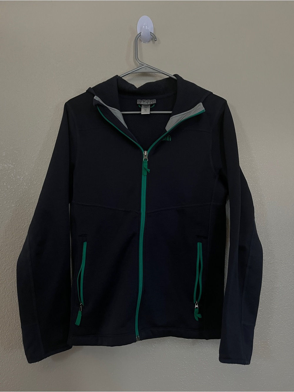 REÍ Kids Black Hooded Jacket with Teal Zippers